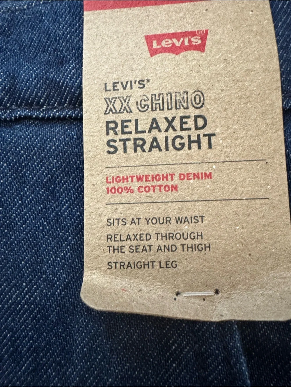 Levi's XX Chino Relaxed Straight Leg Fit Men's 100% Cotton Dark Blue Jeans 34x34